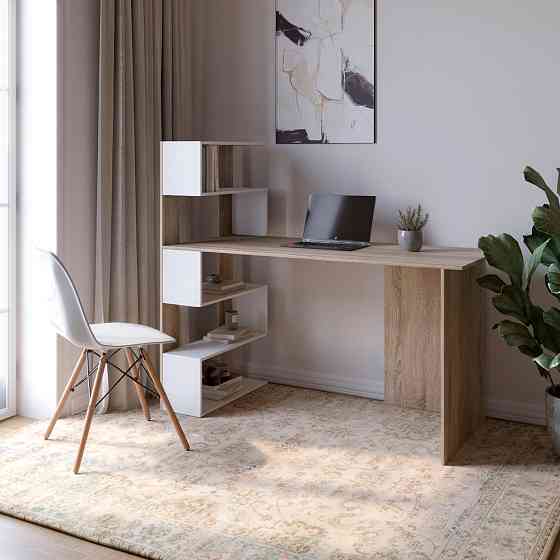 Cтіл комп'ютерний з полицями М-ЗОН Джеко 1416L лівий Сонома/Німфея Альба (MZN-031026) Львів