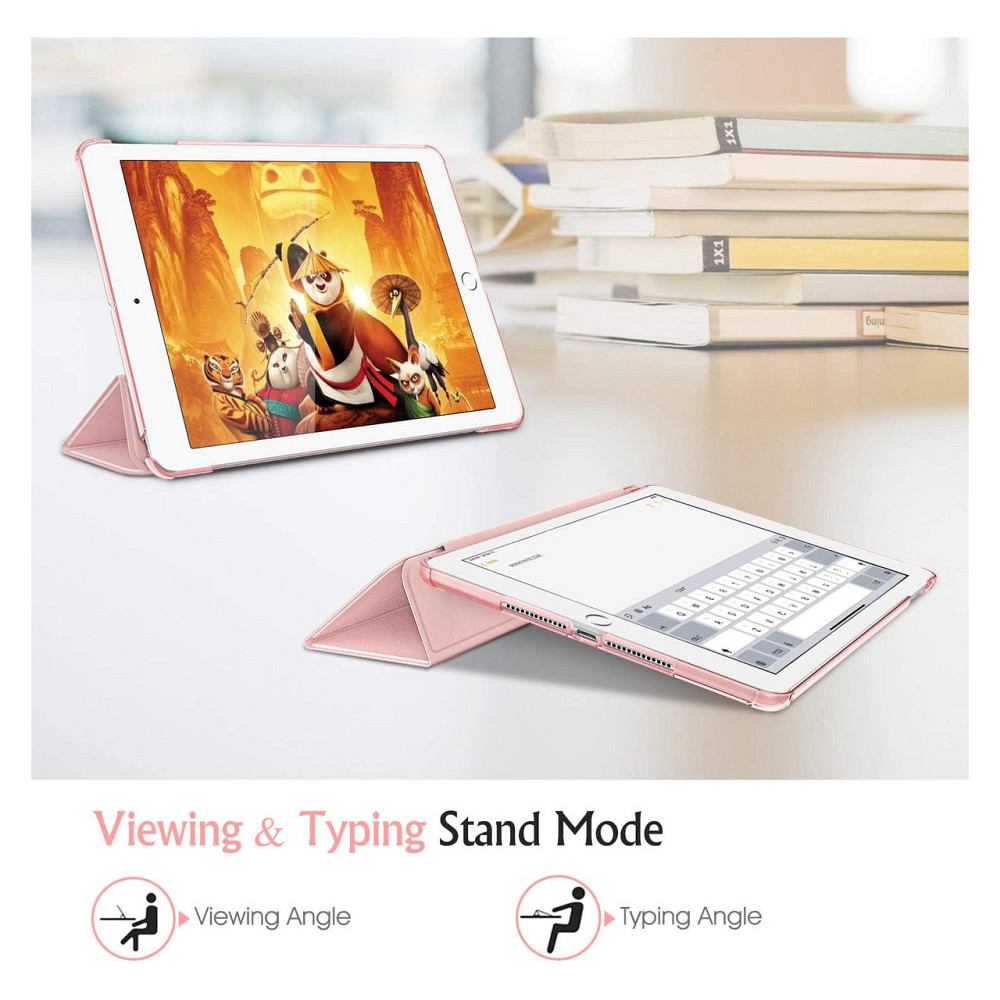 Чохол накладка FINTIE для iPad 9.7 2018/2017 Air 1/2 рожеве золото тонкий PU матова прозора спинка автосон підставка Київ - фото 8