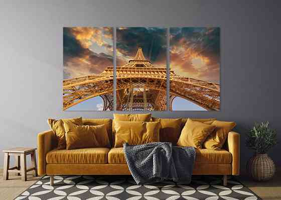 Модульная картина в гостиную / спальню  Ейфелева вежа    ART-291_3A Киев