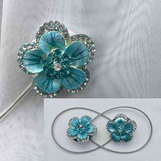 Магніти для штор та гардин "Flowers" набір 2 шт Блакитний (81-186) Київ