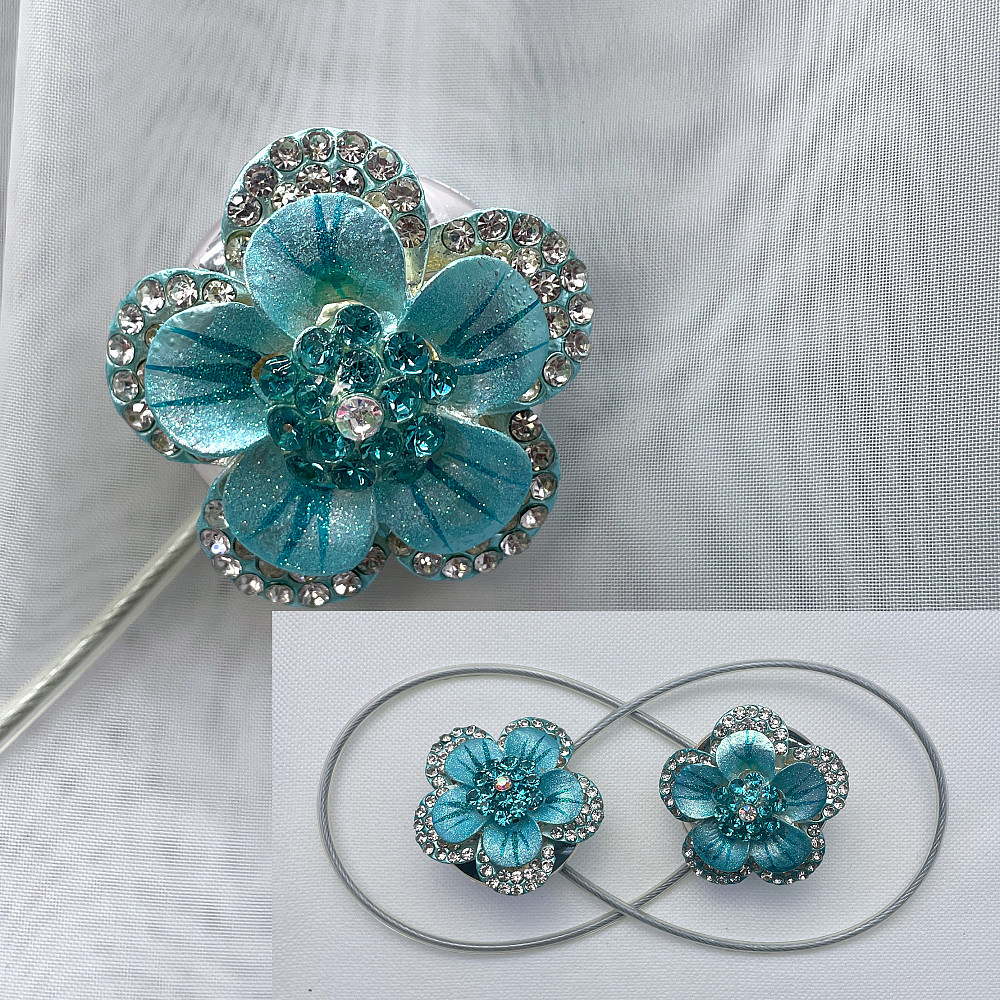 Магніти для штор та гардин "Flowers" набір 2 шт Блакитний (81-186) Київ - фото 1