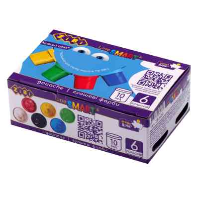 Гуашевые краски ZiBi SMART Line 6 цветов по 10 мл (ZB.6650) Винница