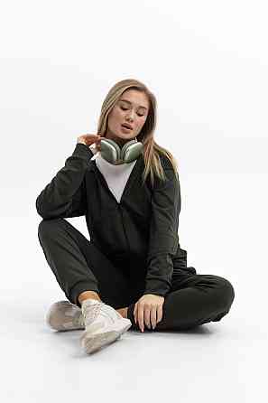 Повседневный костюм оливкового цвета из хлопка с резинкой весна осень мужской и женский Львов