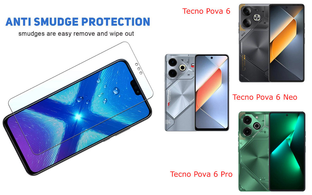 Защитное стекло NeoGlass для Tecno Pova 6, Pova 6 Neo, Pova 6 Pro – ультрапрозрачное и устойчивое Киев - изображение 3