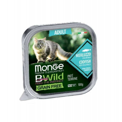 Паштет для котів Monge BWild Grain Free Wet Cod Fish Adult Cat 100 г (8009470012867) Вінниця - фото 1