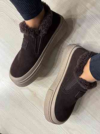 Ботинки женские Hengji 660-2 замшевые кеды на меху коричневые, 38, 24 см Киев