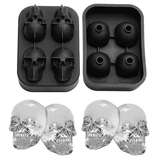 Форма для льда силиконовая 3D черепа 110 мм на 75 мм черный Киев