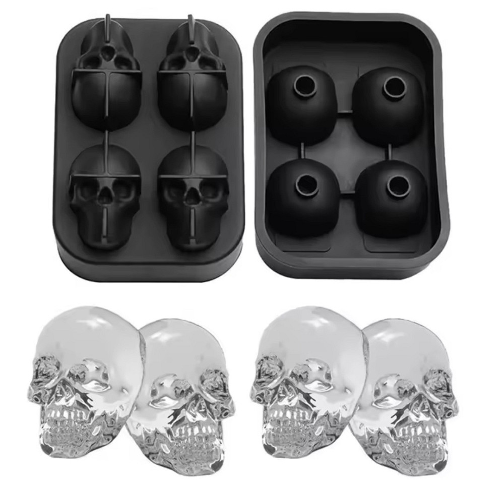 Форма для льда силиконовая 3D черепа 110 мм на 75 мм черный Киев - изображение 3