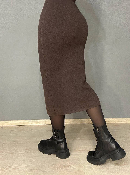 Спідниця жіноча My fashion 6808-80 в’язана з розрізом середня довжина, коричневий, one size Київ - фото 6