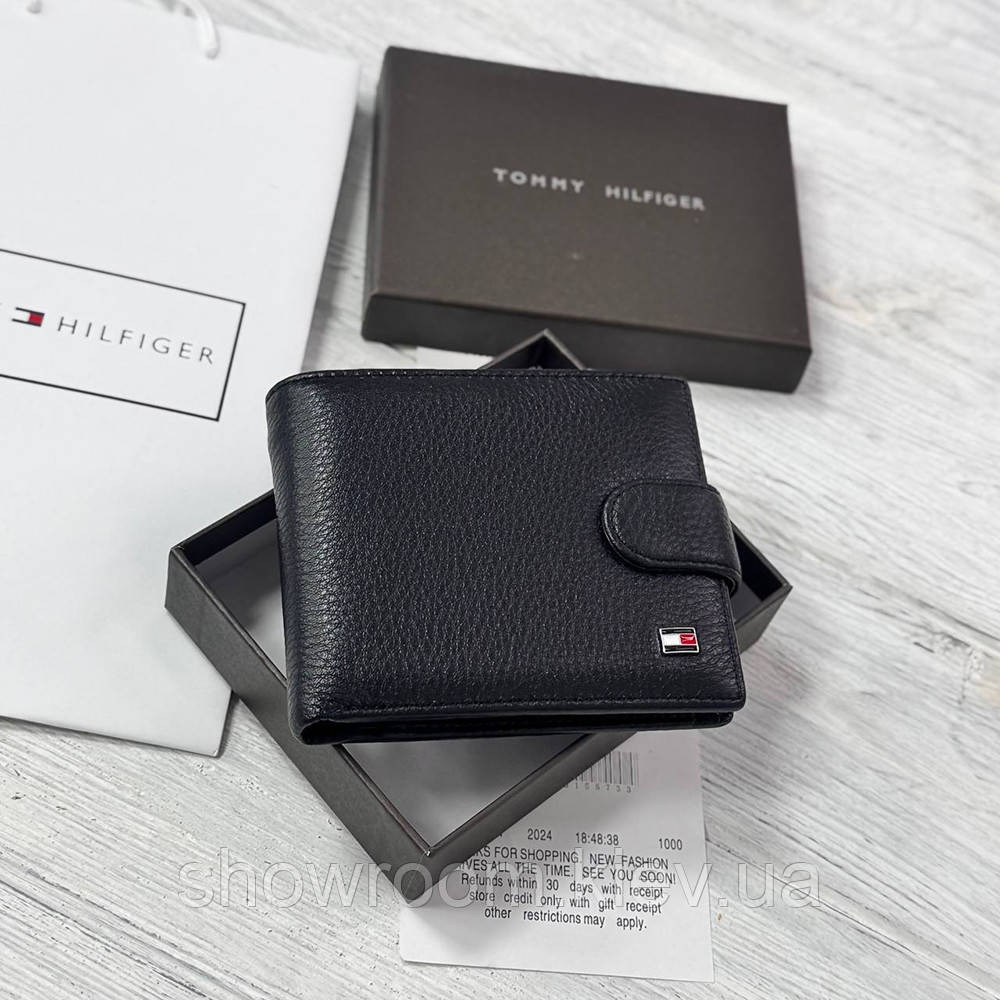 Чоловічий брендовий гаманець із натуральної шкіри на кнопці  Tommy (6605) Київ - фото 3