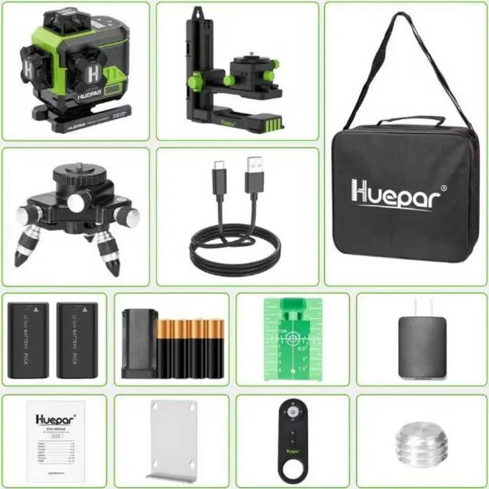 Лазерний рівень нівелір Huepar Z04CG 4D 16 ліній з Bluetooth і LCD-дисплей (2 акумулятори) Київ - фото 9