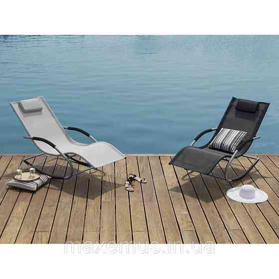 Шезлонг-качалка Bonro BG01 садовый лежак для отдыха серый Мостиска