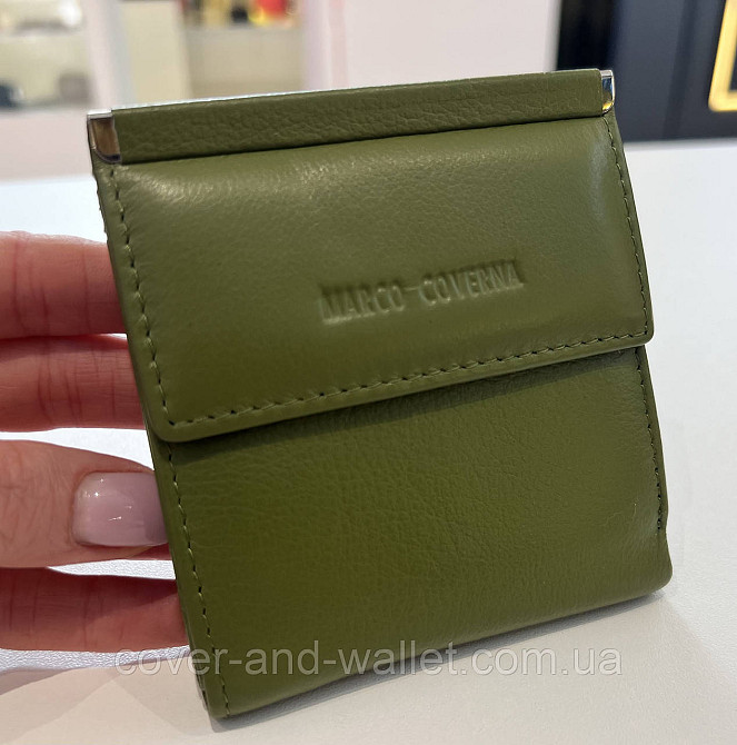 Маленький женский кошелек оливкового цвета с монетницей Marco Coverna Киев - изображение 10