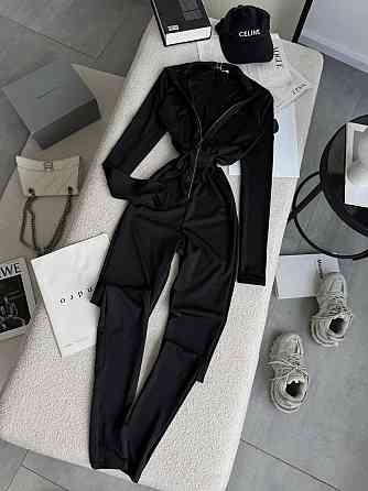 Жіночий утеплений комбінезон на блискавці в чорному кольорі мікродайвінг на флісі 46/48 Одеса