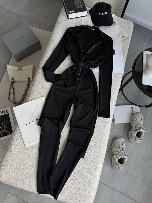 Жіночий утеплений комбінезон на блискавці в чорному кольорі мікродайвінг на флісі 46/48 Одеса - фото 3