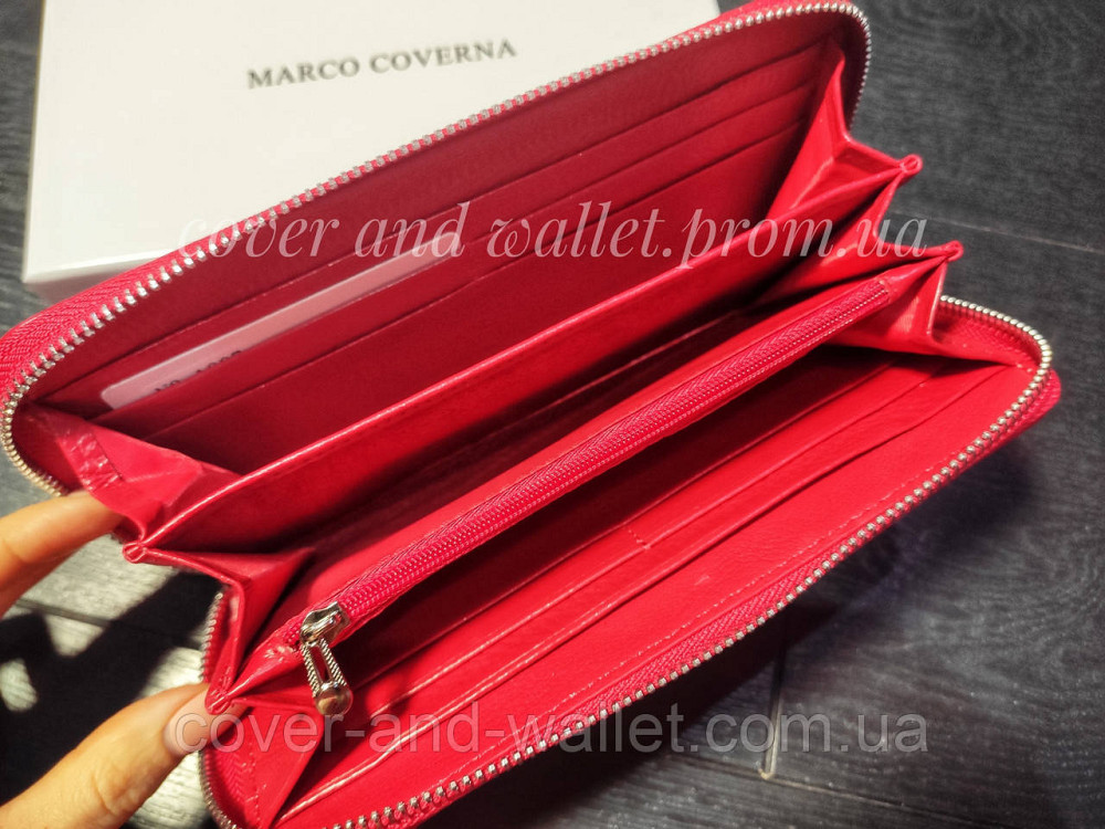 Червоний шкіряний жіночий гаманець на блискавці Marco Coverna Київ - фото 4