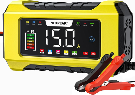 Зарядное устройство NEXPEAK NC215 15A/8A для аккумуляторов 12V/24V, LiFePO4, AGM, GEL, Smart 9-этапный, импульсное восстановление Киев