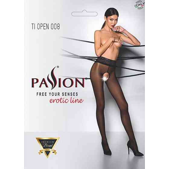 Эротические колготки Passion TIOPEN 008 1/2 (30 den), black, с вырезом Sex Aura Киев