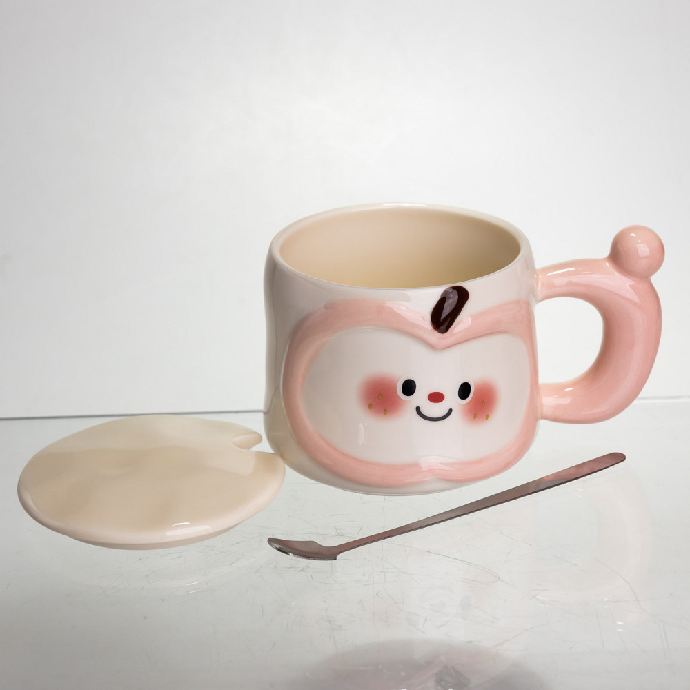 Yiwu Чашка порцелянова 400 (мл) з кришкою та ложкою, оригінальна кружка на подарунок чашка для Коломыя - изображение 3