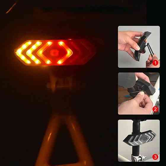 Велосипедний стоп із поворотами LY-0828 "STOP" (red-yellow), Li-Ion акумулятор, ЗУ Type-C Бровари