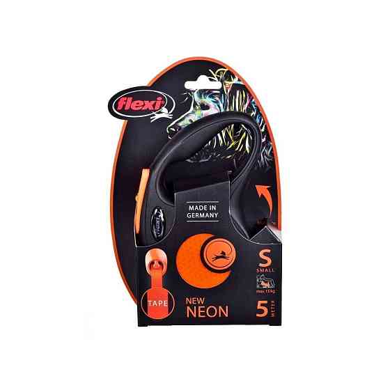 Поводок-рулетка Flexi для собак New Neon лента оранжевая размер S 5 м/15 кг Киев
