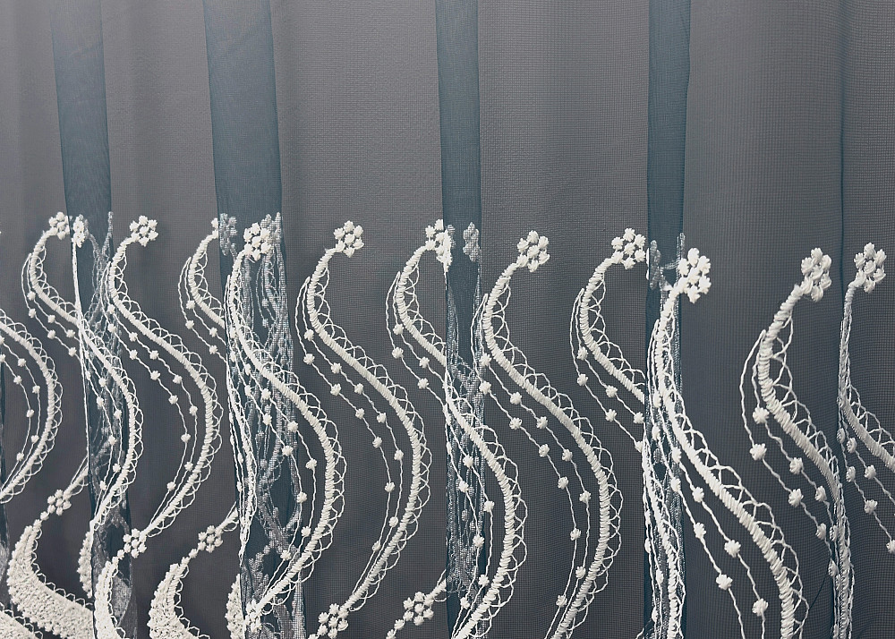 Тюль фатин "Омбре" з вишивкою та люрексом колір мурена з білим 1763т Київ - фото 4