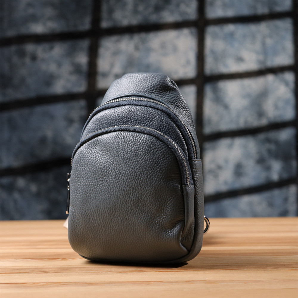 Універсальна жіноча сумка-слінг із натуральної шкіри Vintage 22937 Синій Київ - фото 10