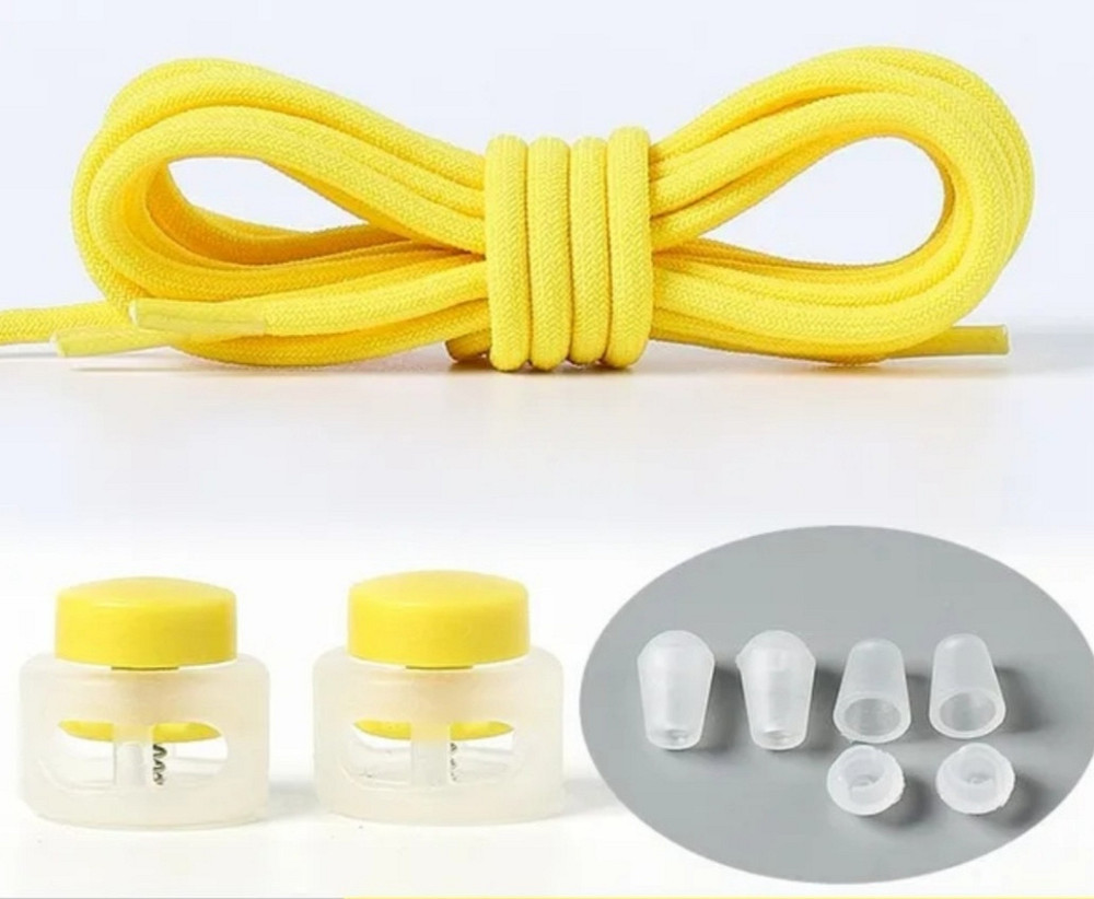 Шнурки еластичні без зав'язок з пластиковими зажимами Жовтий Сміла - фото 1