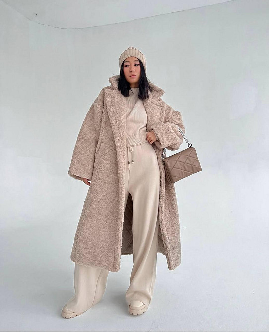 Женская повседневная теплая шуба из эко-меха и на теплой подкладке. Бежевий, 48/52 Одесса - изображение 1