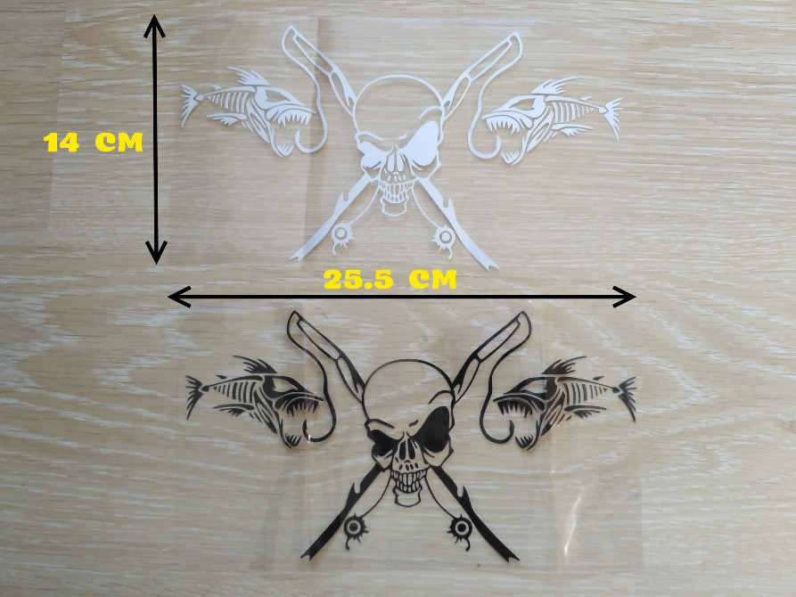 Наклейка на авто Рибальський череп Чорна, Біла Київ - фото 7