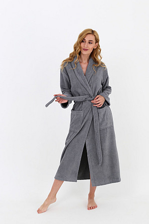 Жіночий халат Ideal Textile банний махровий сірий XXL (56860465) Чернівці - фото 1