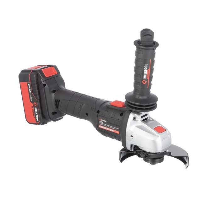 Шліфмашина кутова акумуляторна безщіткова 20 В, 125 мм, 10000 об/хв, Li-ion, 4,0 Ач, ЗП 4 A, кейс INTERTOOL WT-0366 Київ - фото 7