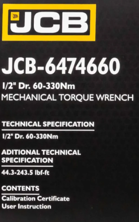 Динамометричний ключ 1/2" (60-330 Нм) JCB Tools JCB-6474660 Одеса