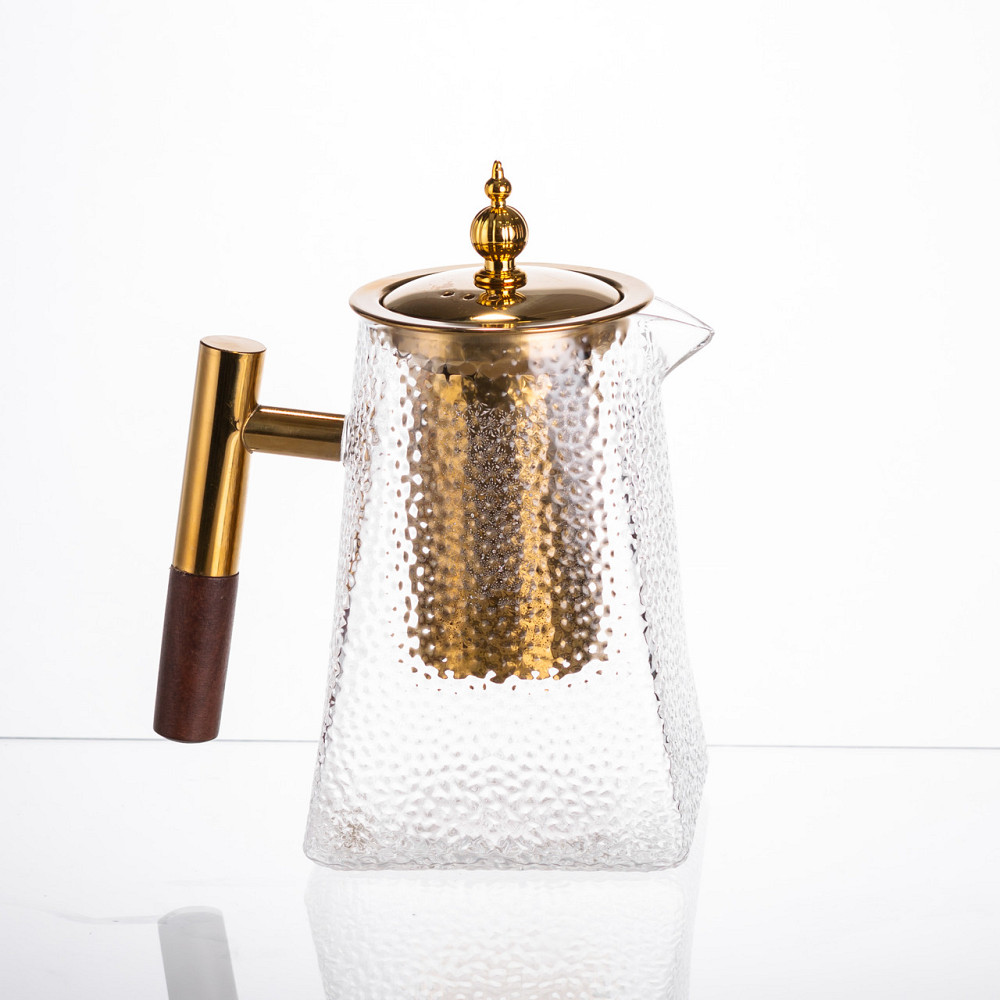 Чайник для заварювання скляний для чаю 1 л з металевою ручкою прозорий HP-34-36 Коломия - фото 5