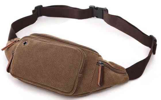Сумка поясна текстильна Vintage 20176 Коричнева Київ