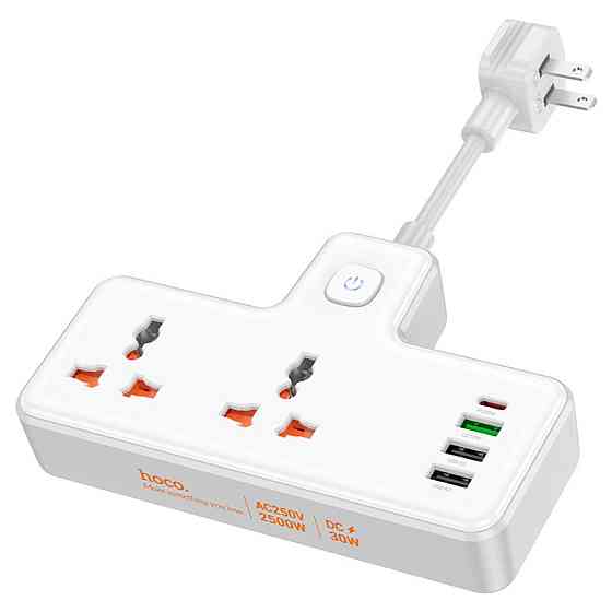 Мережевий подовжувач HOCO AC12 Reise 2-position expansion socket(PD30W/1C3A) (US) White (6942007607087) Київ