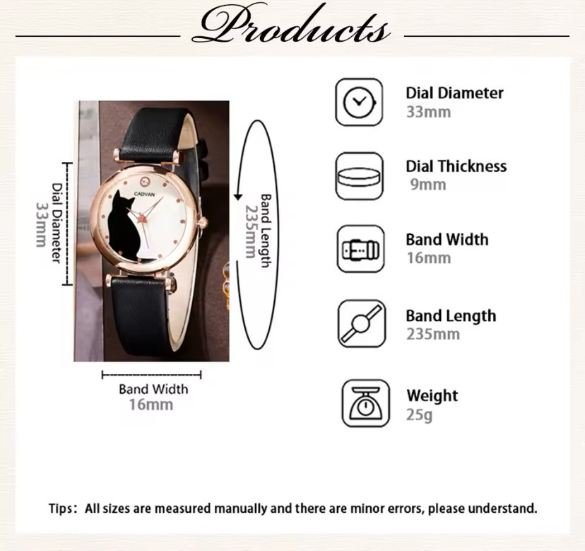 Подарочный набор для женщин Кот наручные часы браслет кольцо ожерелье и серьги без подарочной коробки черный Киев - изображение 8