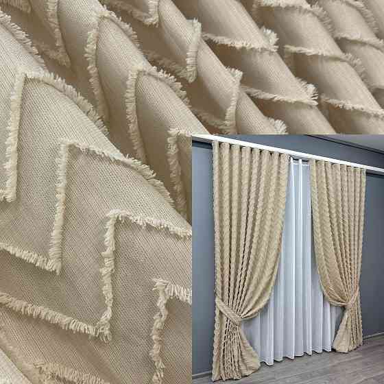 Комплект штор VR-Textil Лен Букле № 1807ш Кремовый 150х295 см 2 шт (33-0783) Киев