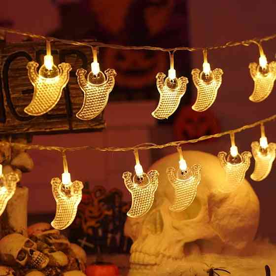 Гирлянда на Хэллоуин Привидения 150 см 10 led 5 на 3 см прозрачный Киев