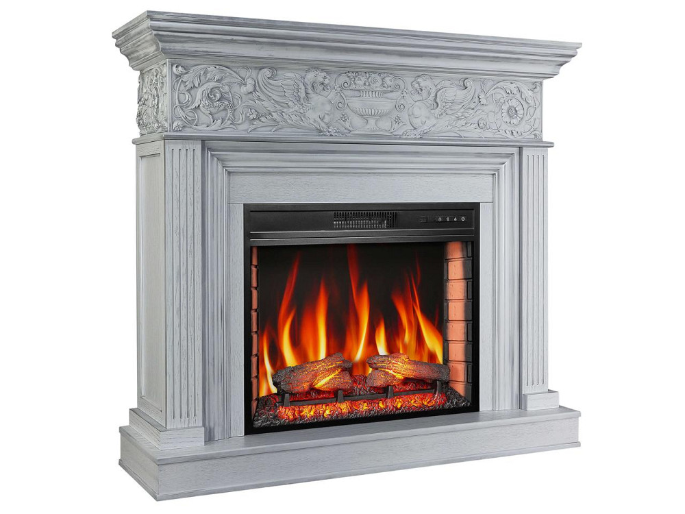 Каминокомплект ArtiFlame Residence AF28S белый дуб, патина серебро с обогревом и звуком горения огня Львов - изображение 1