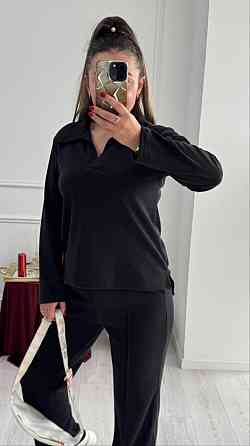 Жіночий базовий в'язаний костюм-двійка з ангори Чорний, 50/52 Одеса