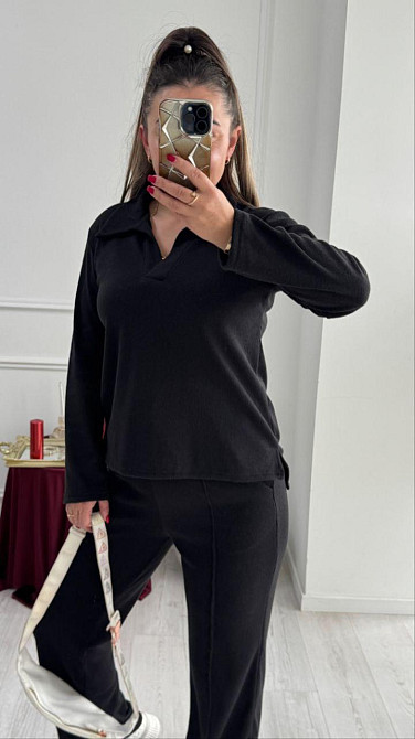 Женский базовый вязаный костюм двойка из ангоры Черный, 50/52 Одесса - изображение 5