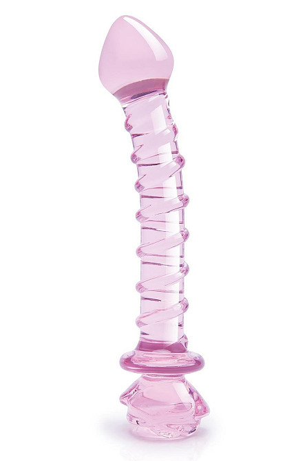 Спіральний фалоімітатор для точки G зі скла Dream Toys Glaze Glass у формі бутона троянди Sex Aura Київ - фото 2