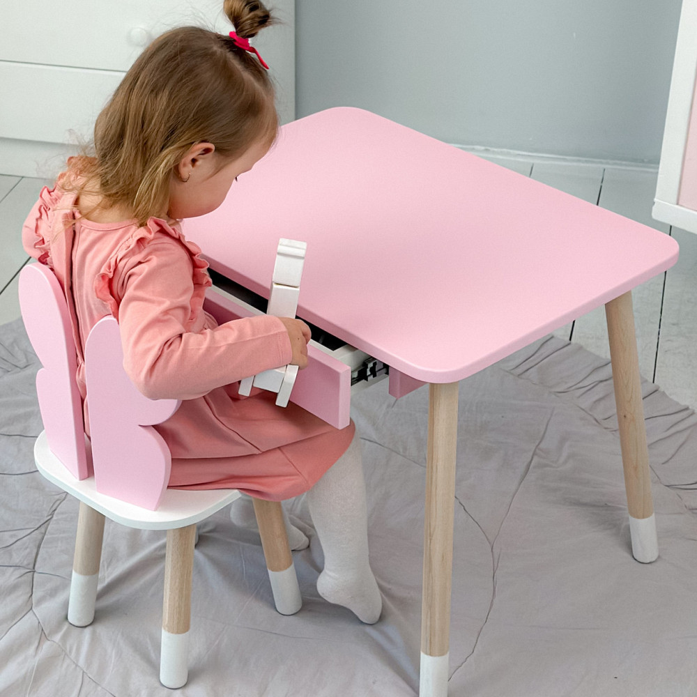 Дитячий столик і стільчик рожевий. Столик із шухлядою для олівців і розмальовок Київ - фото 9