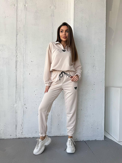 Жіночий повсякденний костюм-двійка: кофта та штани двохнитка-петля Беж, 54/56 Одеса - фото 6
