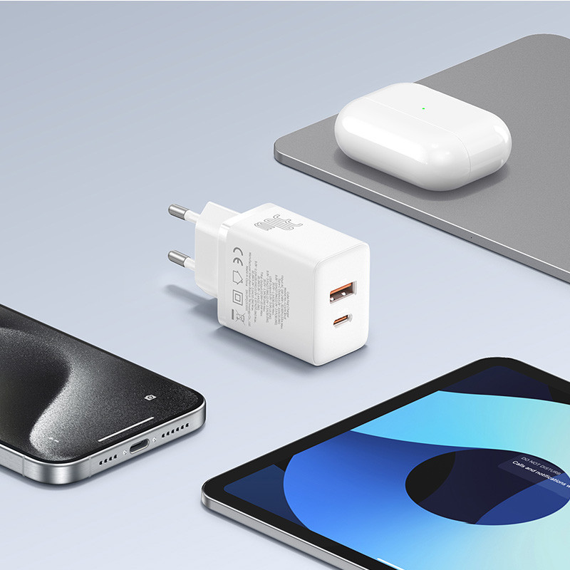 Мережевий зарядний пристрій Baseus Cube Fast Charger C+U 30W EU Moon White P10111404213-00 Одеса - фото 10