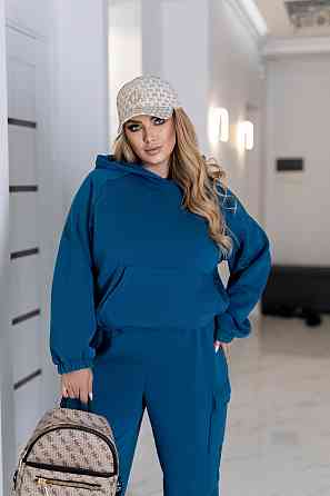 Теплый спортивный костюм со штанами карго Human 46-48, Морская волна Киев