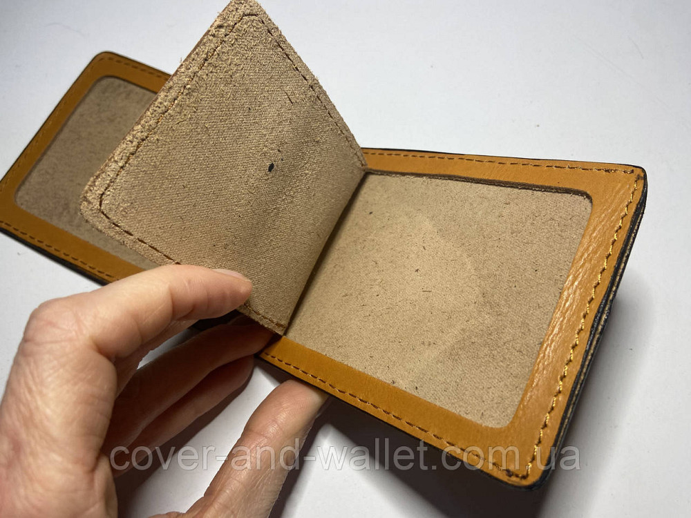Шкіряна обкладинка СБУ з шевроном і кишенею (жовта) Київ - фото 5