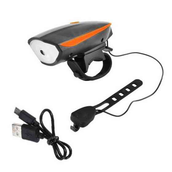 Велофара з дзвінком для велосипеда ліхтар з акумулятором micro USB і виносною кнопкою Київ