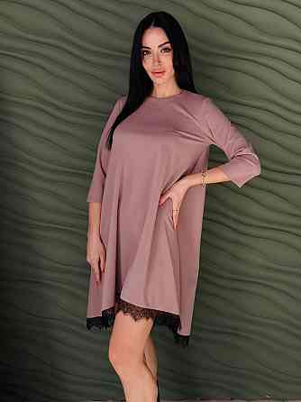 Плаття трапеція з мереживом "Emma" |  Норма та батал Капучино, 46-48 Київ